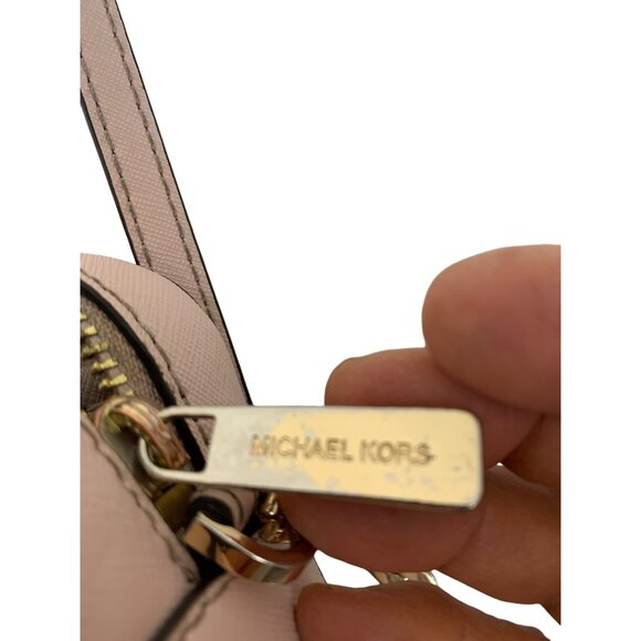 Michael Kors Jet Set Crossbody Bag Gold Chain Strap Pink Leather 7633 Barbie L - Picture 13 of 16